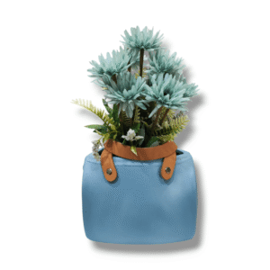 Ceramic Flower Vase - Handbag Design - Pastel Pale Blue Color