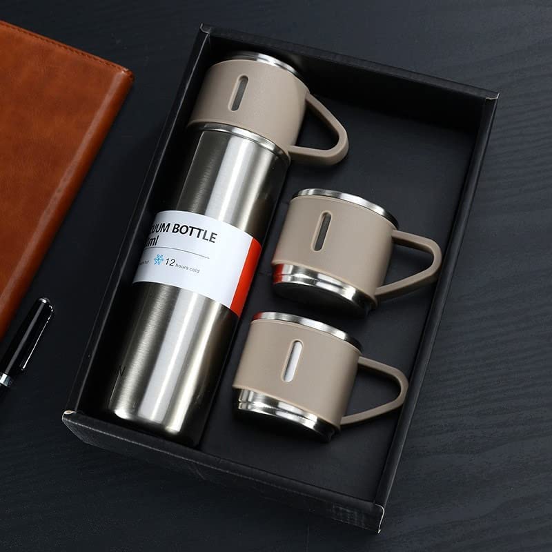 Vacuum Flask Set with 2 Cups, Double Wall Stainless Steel Thermo 500ml Vacuum Insulated Bottle Water Flask Set (Hot & Cold) (Multicolor) - Image 7