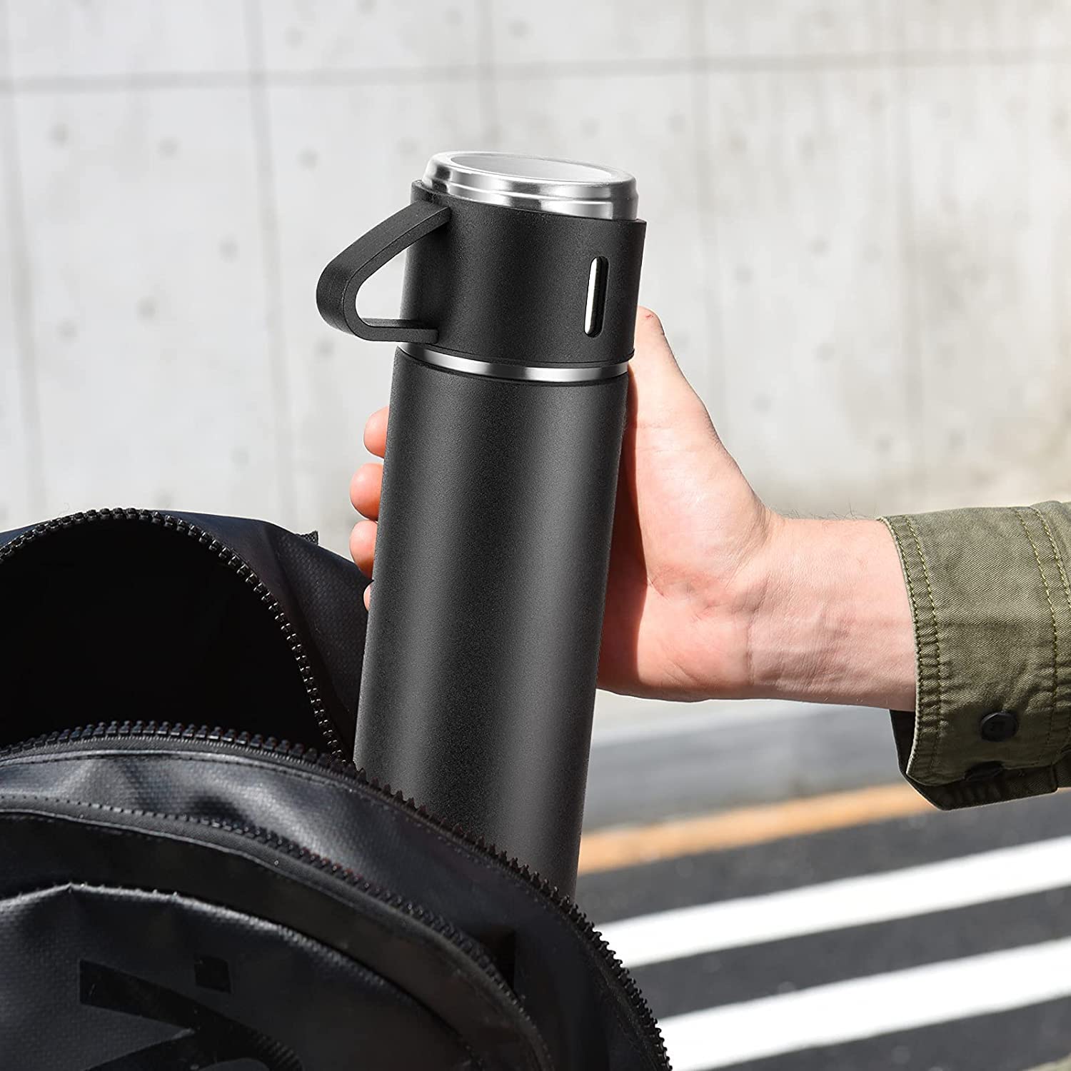 Vacuum Flask Set with 2 Cups, Double Wall Stainless Steel Thermo 500ml Vacuum Insulated Bottle Water Flask Set (Hot & Cold) (Multicolor) - Image 2