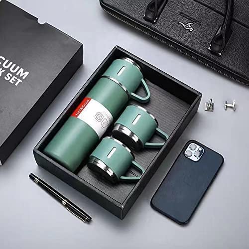 Vacuum Flask Set with 2 Cups, Double Wall Stainless Steel Thermo 500ml Vacuum Insulated Bottle Water Flask Set (Hot & Cold) (Multicolor) - Image 3