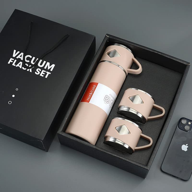 Vacuum Flask Set with 2 Cups, Double Wall Stainless Steel Thermo 500ml Vacuum Insulated Bottle Water Flask Set (Hot & Cold) (Multicolor) - Image 4