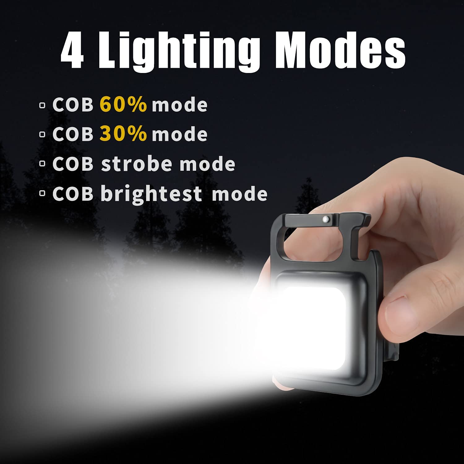 LED Flashlight 800 Lumens COB Rechargeable Keychain Mini Flashlight 5 hrs Torch Emergency Light (Black) - Image 4