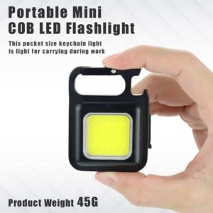 LED Flashlight 800 Lumens COB Rechargeable Keychain Mini Flashlight 5 hrs Torch Emergency Light  (Black)