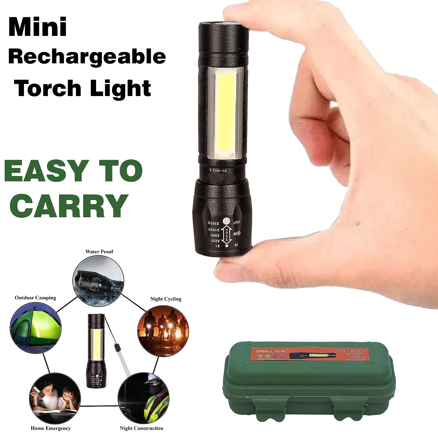 Tactical Flashlight + Desk Lamp with Gift Box Focus Zoom Torch Light with 3 Modes Adjustable for Emergency and Activities (Aluminum) - Image 4