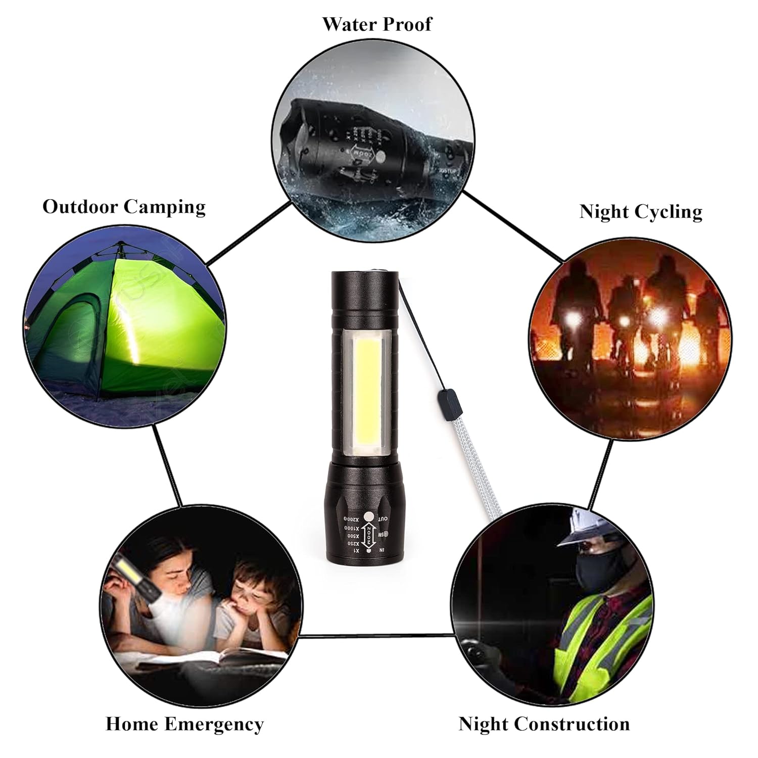 Tactical Flashlight + Desk Lamp with Gift Box Focus Zoom Torch Light with 3 Modes Adjustable for Emergency and Activities (Aluminum) - Image 2