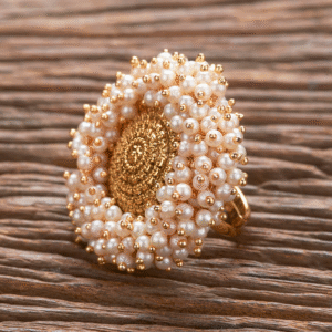 ANTIQUE ADJUSTABLE FINGER RING - PEARL