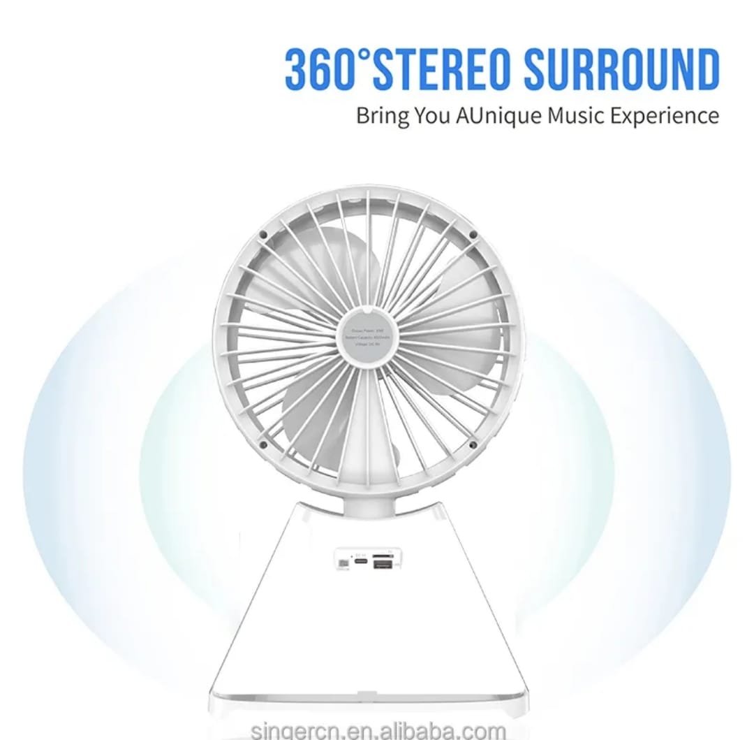 MULTI UTILITY GADGET - WIRELESS TABLE FAN, BLUETOOTH SPEAKER & LED LIGHT - RECHARGEABLE PRODUCT - LIGHT & PORTABLE - FT109495