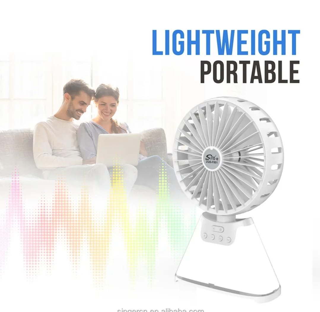 MULTI UTILITY GADGET - WIRELESS TABLE FAN, BLUETOOTH SPEAKER & LED LIGHT - RECHARGEABLE PRODUCT - LIGHT & PORTABLE - FT109495 - Image 2