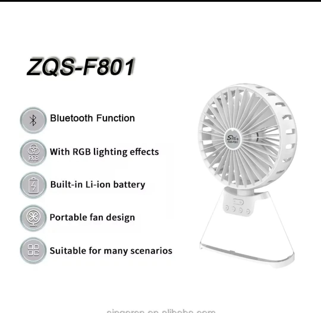 MULTI UTILITY GADGET - WIRELESS TABLE FAN, BLUETOOTH SPEAKER & LED LIGHT - RECHARGEABLE PRODUCT - LIGHT & PORTABLE - FT109495 - Image 4