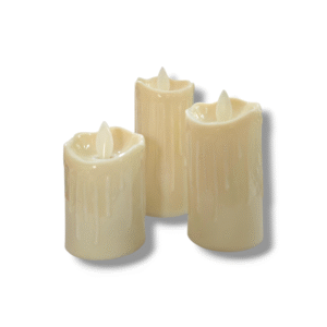 BATTERY OPERATED SMOKELESS FLICKERING MELTED WAX LOOK LED CANDLE 3" - 4" - 5" (All 3 Sizes - 1 EACH)