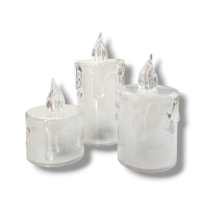BATTERY OPERATED LED CANDLE 2", 3" 4" - ACRYLIC MATERIAL - DIWALI / CHRISTMAS / HOME DECOR FESTIVAL LIGHTS (SET OF 3 SIZES - 1 EACH)