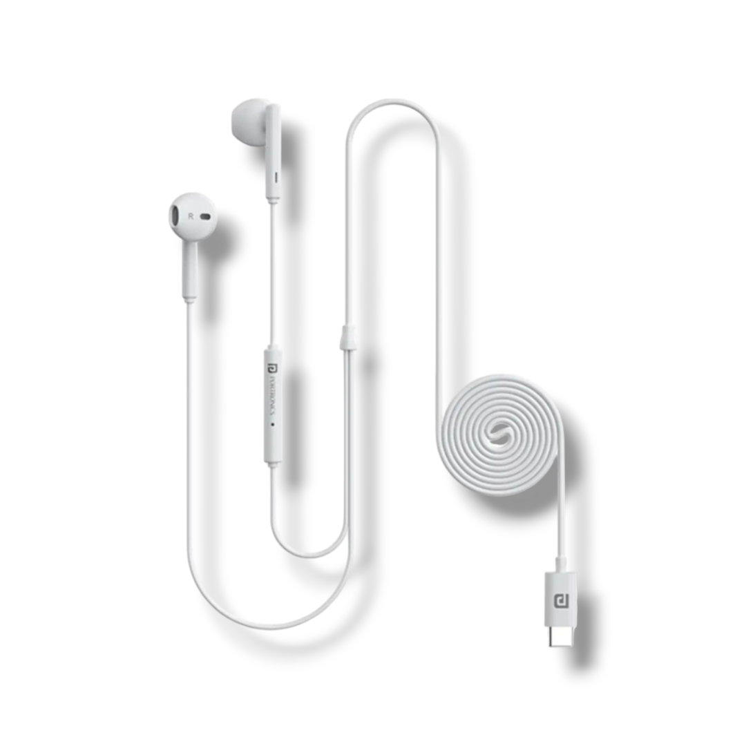 Portronics Conch Theta C in Ear Type C Wired Earphones with in Line HD Mic, Powerful Audio, 14.2mm Driver, Unique Earbuds Design, TPE Anti Tangle Wire, in line Controls, Wide Compatibility(White) - Image 4