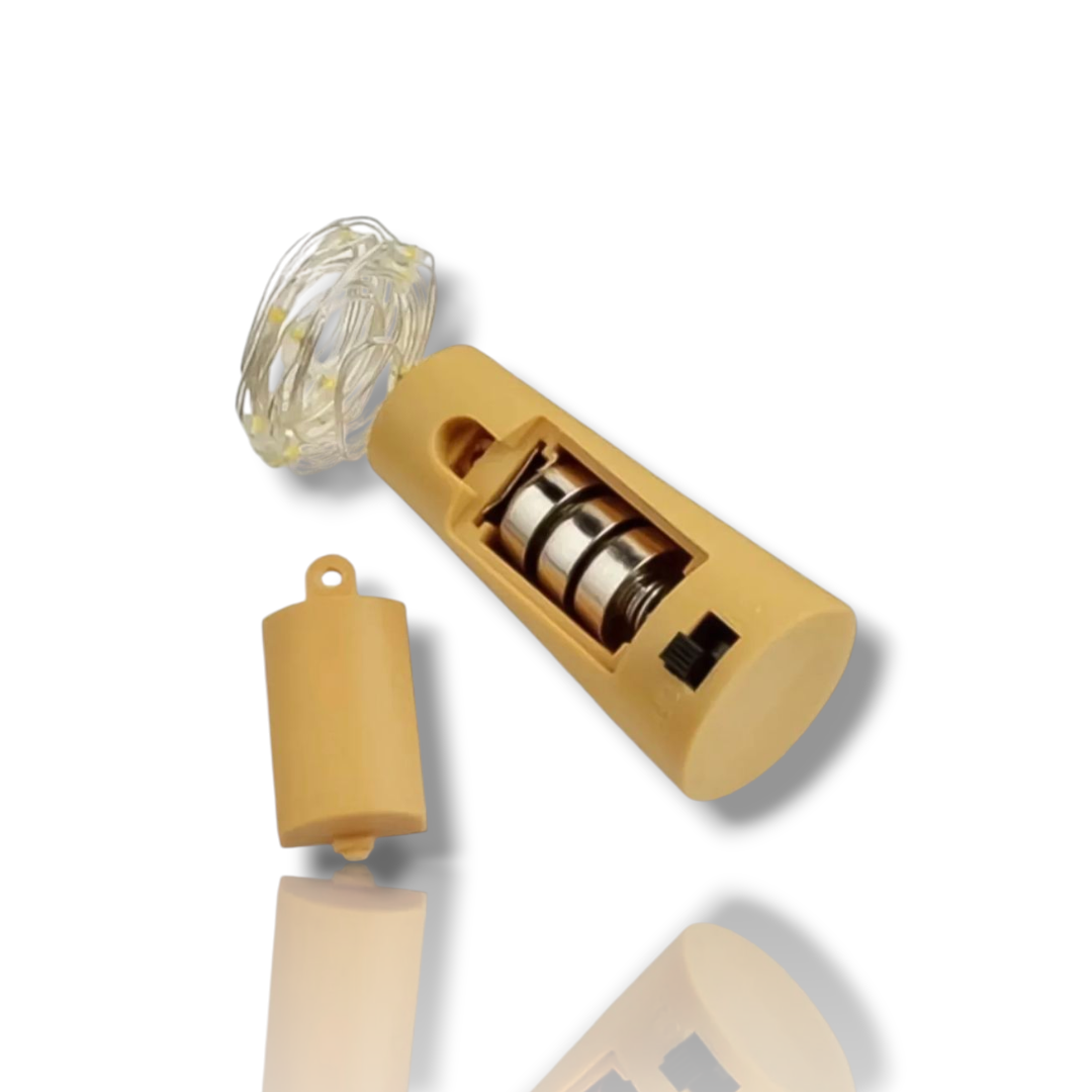 Cork LED - Wireless Light - 2Mtr Length - Works on Battery - Warm White (Yellow) light - Ideally for Home Decor og enhancing Gift Hampers