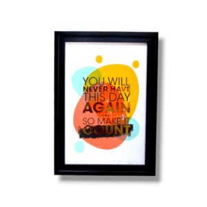 Wall Frame - Quote - "You will never have this day again, so make it count"