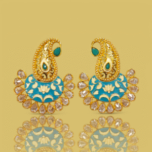 Turquoise (Firozi) Ethnic Earrin - Enamel with Diamonds - VD