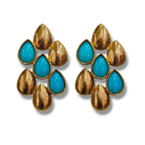 Turquoise (Firozi) Ethnic Earring - Mehndi Gold Polish - Fusion Design - VD