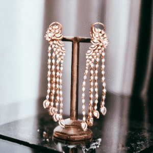 American Diamond Chandelier EarRings - Rose Gold - KJ104084