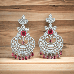 American Diamond Chandelier EarRings - Hydra Ruby - KJ104082