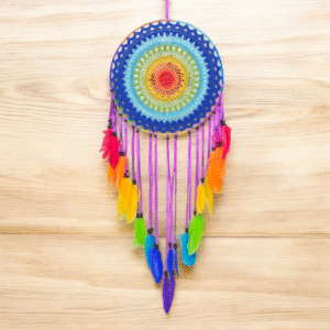 Evil Eye Fancy Hanging with Dream Catcher - Multi Color Feathers