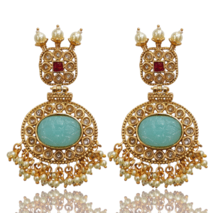 Turquoise (Firozi) Ethnic Earring - 106933