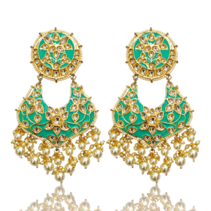 Turquoise (Firozi) Ethnic Earring - Gold Polish - KJ