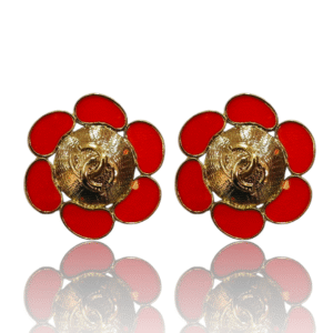 Orange Ethnic Earring - Enamel - Mehndi Gold Polish - VD43040