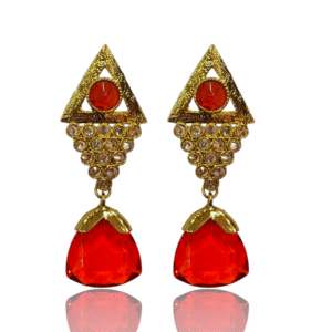 Orange Ethnic Earring - LCT Diamonds - Mehndi Gold Polish - KJ64078