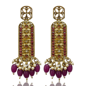 Wine (Purple) Ethnic Earring - Acrylic MOP - KJ108600