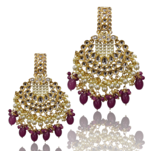 Wine (Purple) Ethnic Earring - Statement Chaand Bali - KJ98758