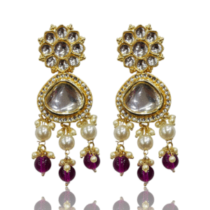 Wine (Purple) Ethnic Earring - Kundan - KJ100469