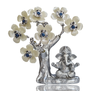 Evil Eye Tree - Table Top Show Piece with Ganesha Idol - Silver Finish