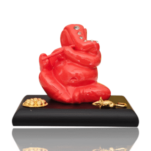 Small Ganesh Idol with Wooden Base - Show Piece - Religious Idol - Ideal for Car Dashboard