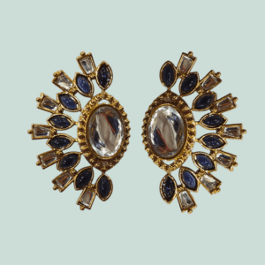 Ethnic Earring - Mehndi Gold Polish Tops - KJ106561