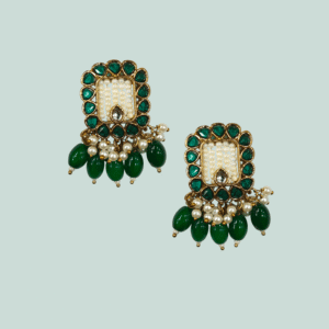 ANTIUQE GOLD TOPS WITH PEARLS AND EMERALD GREEN BEADS - KJ108583