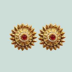 Ethnic Earring - Gold Polish Tops - KJ108523