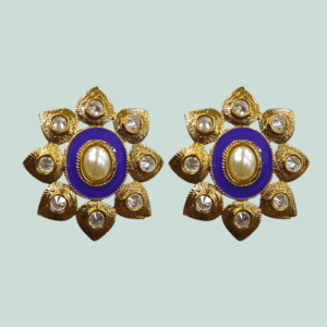 Ethnic Earring - Mehndi Gold Polish Tops - VD13631