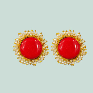 Ethnic Earring - Matte Gold Polish Tops - KJ97338