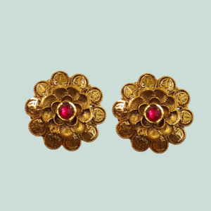 Ethnic Earring - Antique Gold Polish Tops - KJ108524