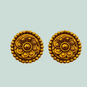 Ethnic Earring - Antique Gold Polish Tops - KJ108532