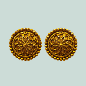 Ethnic Earring - Antique Gold Polish Tops - KJ108535