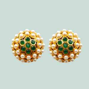 Ethnic Earring - Antique Gold Polish Tops - KJ108529