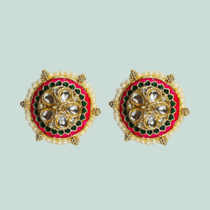 Ethnic Earring - Enamel - Gold Polish Tops -  KJ108579