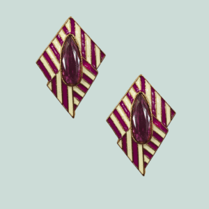 Ethnic Earring - Antique Gold Polish Tops - KJ107801