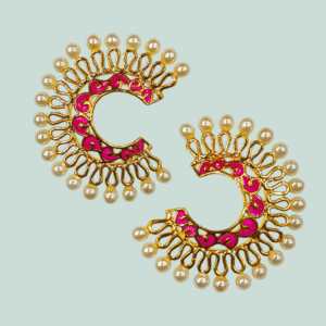 Ethnic Earring - Gold Polish Tops - VD13143