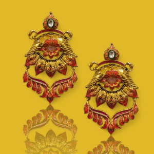 Pink Ethnic Earring - Baby Pink / Peach Enamel (Meenakari)