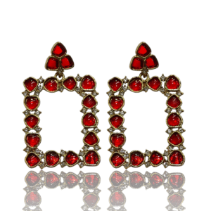 Red Fusion EarRing - Mehndi Gold Polish - KJ108592