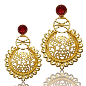 Red Fusion EarRing - Matte Gold Polish - VD41603