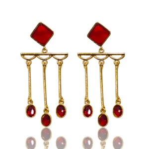 Red Fusion EarRing - Gold Polish - VD72190