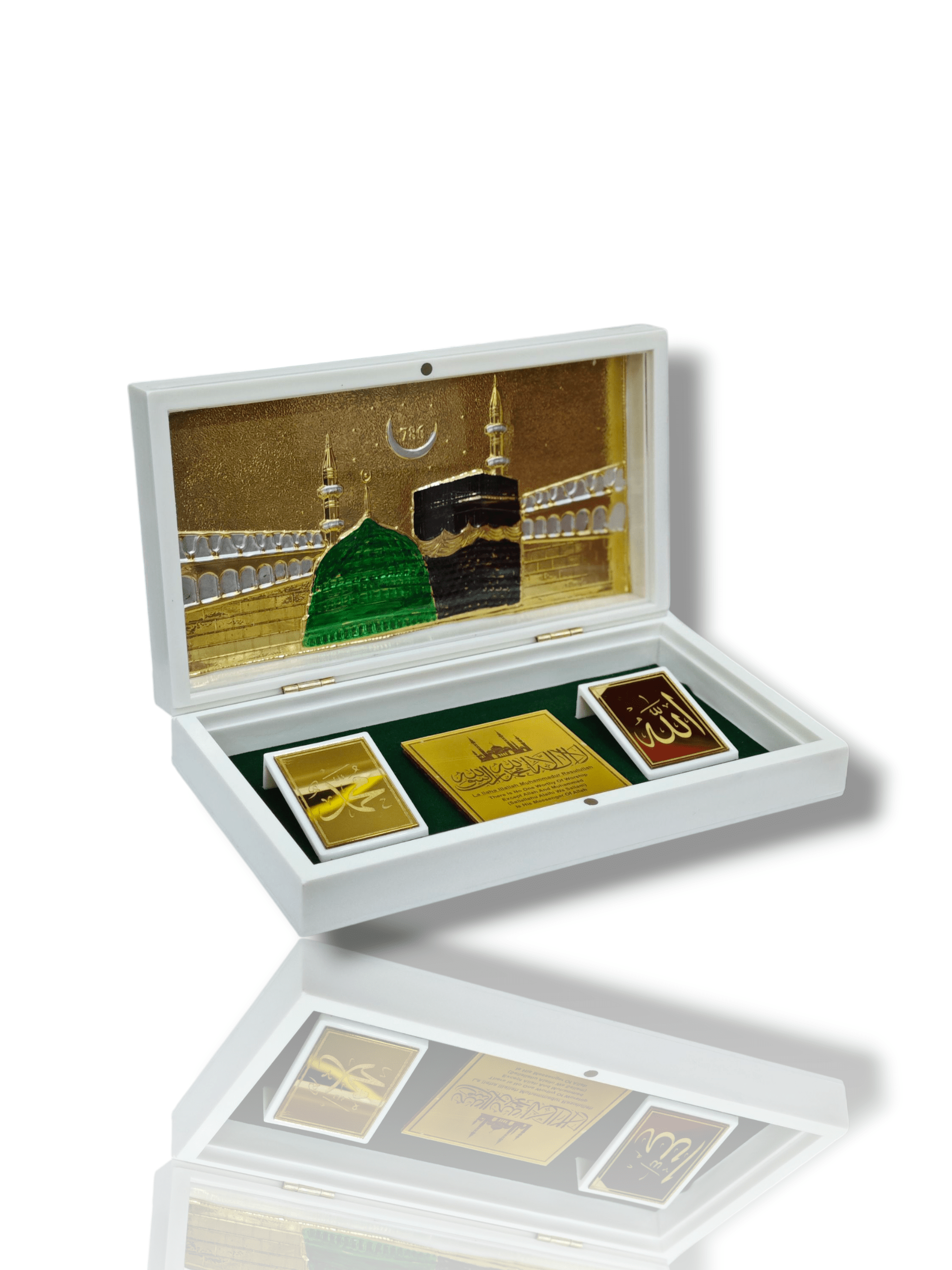 Devotional Prayer Box - Pooja/Mini Portable Mandir - Home Decor - Masjid e Nabawi & Holy Kaaba - Allah Mohammad - Image 2