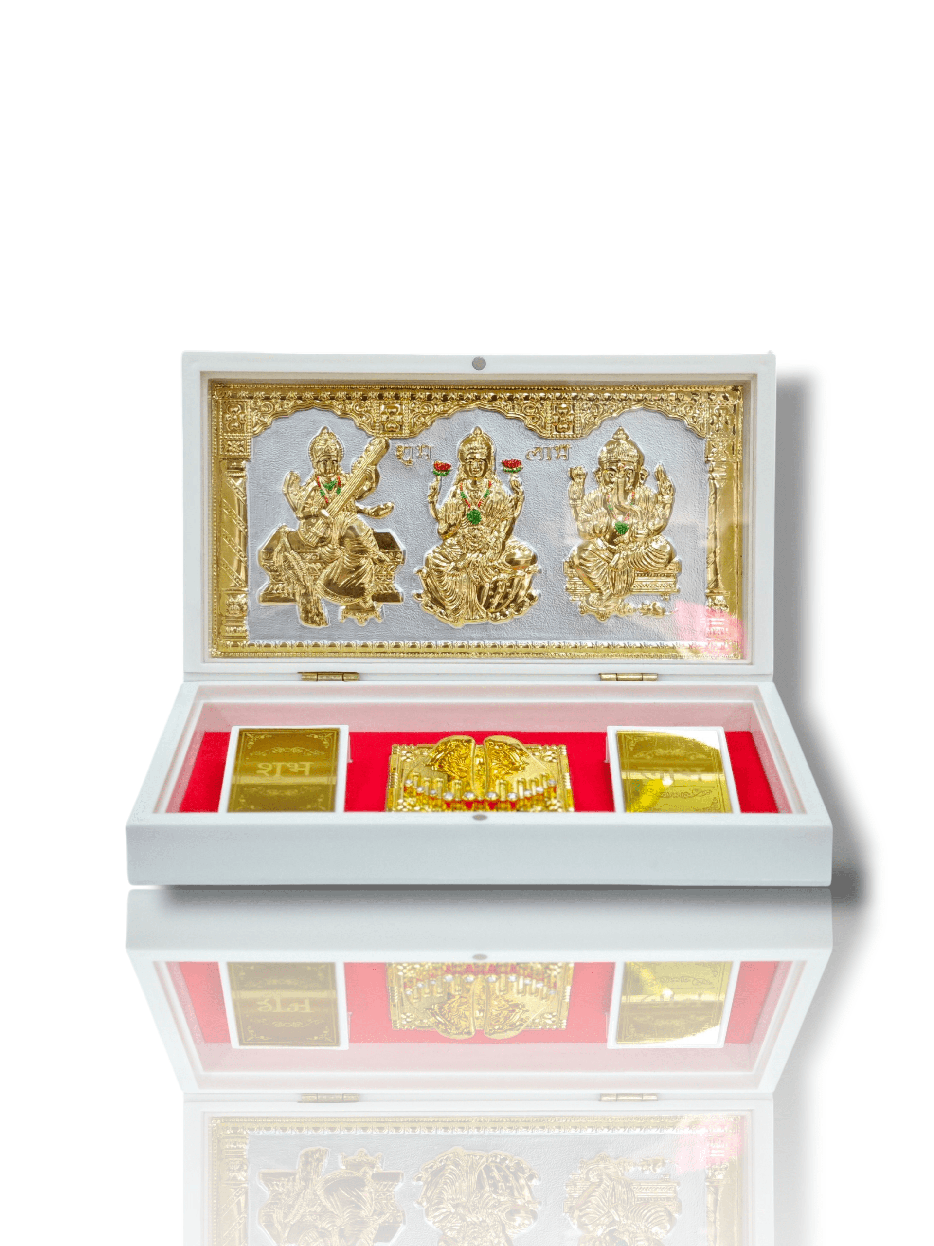 Devotional Prayer Box - Pooja/Mini Portable Mandir - Home Decor - Laxmi Ganesh Sarawati
